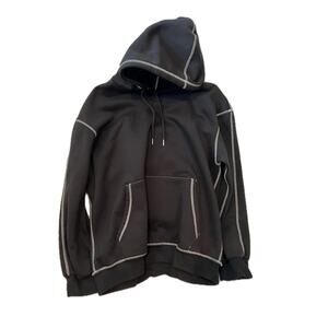 Dazy Black w White Piping Pullover Hoodie Mens Large